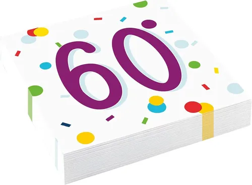 Servietten 60 Konfetti Birthday Geburtstag Punkte Erwachsen Tischdeko 33x33cm 20