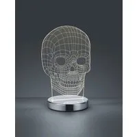 Reality Leuchten LED Tischleuchte Skull - Tischlampe mit 3D Schädel-Motiv, verstellbare Lichtfarbe von warm- bis kaltweiß, inklusive energiesparender 7 Watt LED und hochwertigem Chrom-Sockel, ideal für kreative Wohnräume.