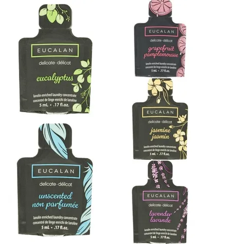 Produktbild Eucalan in versch. Düften, 5er Set, natürliches Waschmittel Wolle, Seide 5x5ml