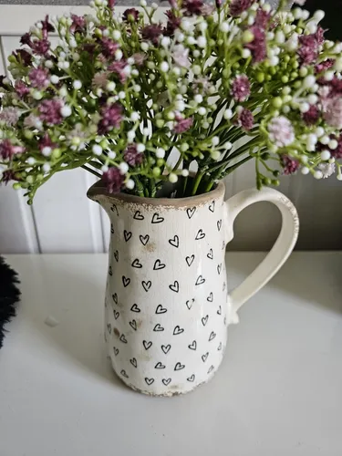 Clayre & Eef Deko Vase Krug Kanne Herzen 16x12x18cm