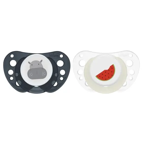 Chicco PhysioForma Schnuller Air Blau Lumi, Schnuller 16-36 Monate, leuchtet im Dunkeln, Silikonsauger, anatomisch und funktionell, unterstützt die physiologische Atmung, blau, 2 Stück