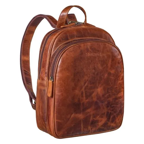 STILORD 'Aubrey' Damen Tagesrucksack - Eleganter Vintage Daypack aus echtem Leder, ideal für 10,9 Zoll Tablets. Perfekte Organisation für unterwegs mit großem Stauraum und stilvollem Design.