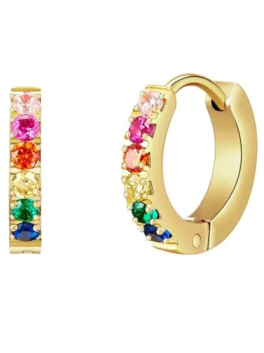 Eastside Damen Creolen Edelstahl in Gelbgold mit Zirkonia - Ohrringe für Damen, gefertigt aus hochwertigem Edelstahl, mit funkelnden Zirkoniasteinen in Multicolor – der perfekte Eyecatcher für jeden Anlass!