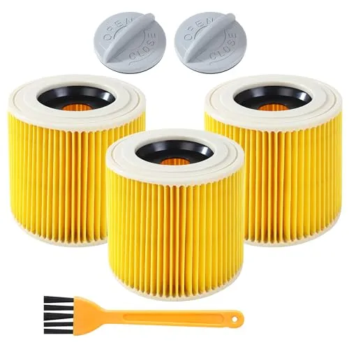 Filter Für Kärcher Staubsauger，Patronenfilter Kompatibel KäRcher Wd3 Filter mit Pinsel，Für Kärcher [WD3,WD2,WD1,MV3,MV2,A,K,KNT,NT,SE,VC] ersetzt 6.414-552.0, 6.414-772.gegen Feinstaub und Gerüche 3