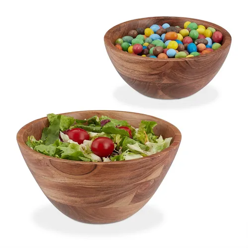 Salatschüssel aus Akazienholz – Servierschalen für frische Salate - Elegante runde Salatschüssel aus hochwertigem Akazienholz, ideal für stilvolle Tischdekoration und langlebig im Gebrauch.
