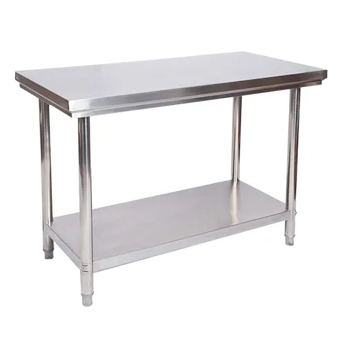 Wiltec Edelstahl Tisch 100x60x85cm - Sonstige Gastronomie - Hochwertiger V2A-Edelstahl, höhenverstellbare Füße und praktische Ablage machen diesen Tisch ideal für Küche, Werkstatt oder Garten.