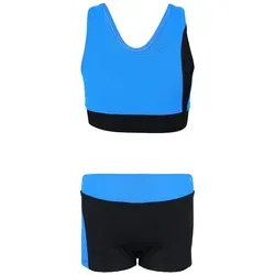 Aquarti Mädchen Sport Bikini - Racerback Bustier & Badehose in Blau/Schwarz, Größe 152 - Kinder-Bademode mit hoher Bewegungsfreiheit, ideal für den Schwimmsport und aktive Tage am Wasser.