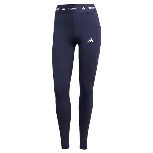adidas Damen TECHFIT Stash Pocket Full Length Leggings, Legend Ink, XS