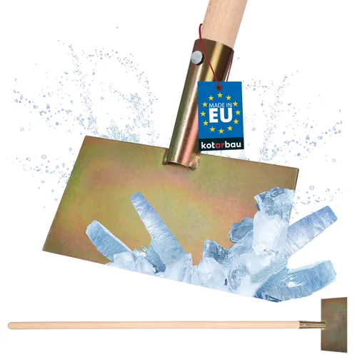 KOTARBAU® Eisschaber 17x22 cm Verzinkt Stahl Eisstößer Holzstiel 120 cm Eeisscharre Eishacker Eisstösser Gartengeräte Stoßscharre Bodenschaber Unkraut Schaber Unkrautschaber Eis Kratzer