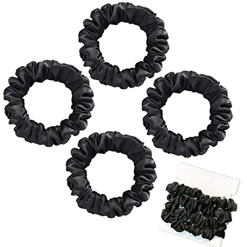 Olakin Seide Haargummi [4 Tlg], Damen Haare Ringe, Pferdeschwanz Halter Hairband, Silk Haarschmuck für Mädchen Damen, Elastische Pferdeschwanz(Schwarz)