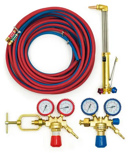 Schneidbrenner 45cm Set mit Acetylen-Sauerstoff Schläuchen 12m, Manometer, Rücks
