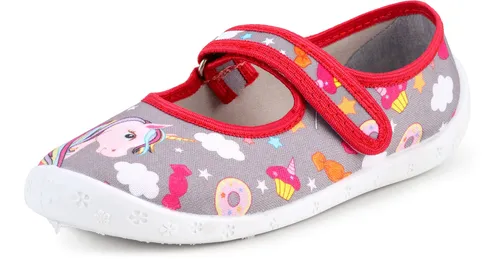 Ladeheid Kinder Mädchen Hausschuhe LARW007 (Grau Einhorn, 27)