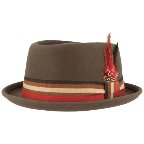 Breiter Filzhut Trilby Hut mit Rips-Garnitur Dunkelbraun