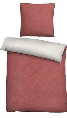 BIBERNA Wende-Bettwäsche Gr. 2, rot-grau - Kuschelweiche Wende-Bettwäsche aus 100% Baumwolle, hautsympathisch und atmungsaktiv. Pflegeleicht, bügelfrei und mit Reißverschluss – ideal für gemütliche Nächte!