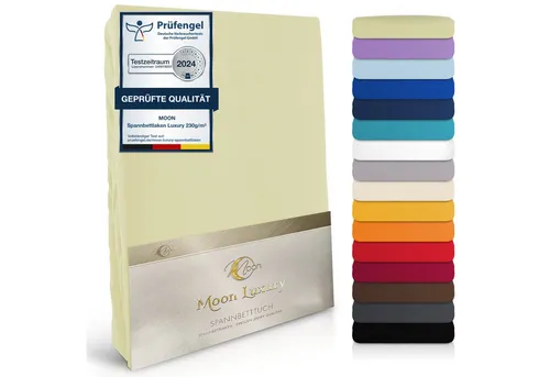 MOON Heimtextilien Spannbettlaken MOON-Luxury Spannbettlaken Jersey Stretch 230g/m², 97% Mako-Baumwolle 3% Elastan