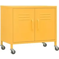 vidaXL Lagerschrank Senfgelb 60x35x56 cm Stahl - Robuster Stahl-Kommode in Senfgelb mit verstellbarem Einlegeboden und vier Rollen für einfache Mobilität. Ideal zur ordentlichen Aufbewahrung von Akten, Büchern und Multimedia-Geräten.