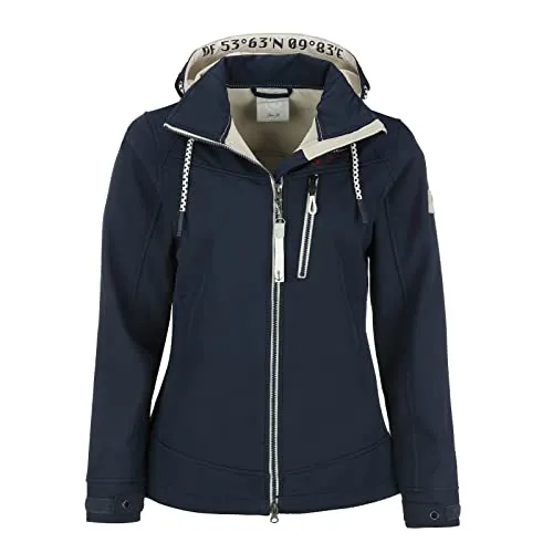 Dry Fashion Damen Softshelljacke Hiddensee - Outdoor-Jacke Softshell mit Fleece-Innenfutter in Navy Größe 36
