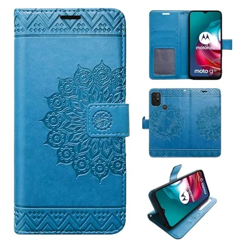 betterfon Hülle Kompatibel mit Motorola Moto G10 / G20 / G30 | Klapphülle Schutzhülle mit Kartenfächer Kompatibel für Moto G10 / G20 / G30 | Magnetverschluss Flip Case | Blau