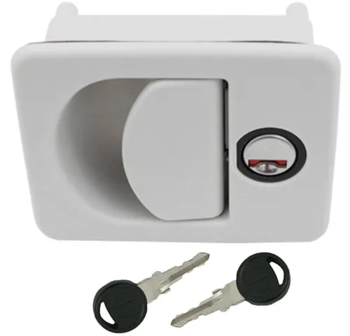 Türschloss Außenschloss für Wohnwagen und Wohnmobil – Weiß - Hochwertiges Klappenschloss in Weiß für Wohnmobile und Caravans. Mit ergonomischem Griff, stabiler Ausführung und UV-beständigem Material. Ideal für sicheren Zugang und Komfort.