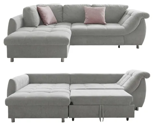 Ecksofa mit Schlaffunktion und Bettkasten 250x190 cm - Sofas & Couches, vielseitig einsetzbar mit komfortabler Schlafcouch-Funktion und praktischem Bettkasten für zusätzlichen Stauraum.