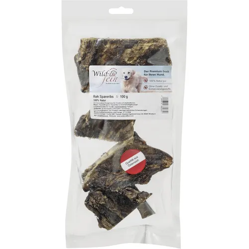 Wild & Fein Rehrippen 100 g - Spareribs für Hunde Kauknochen Kauartikel Snack