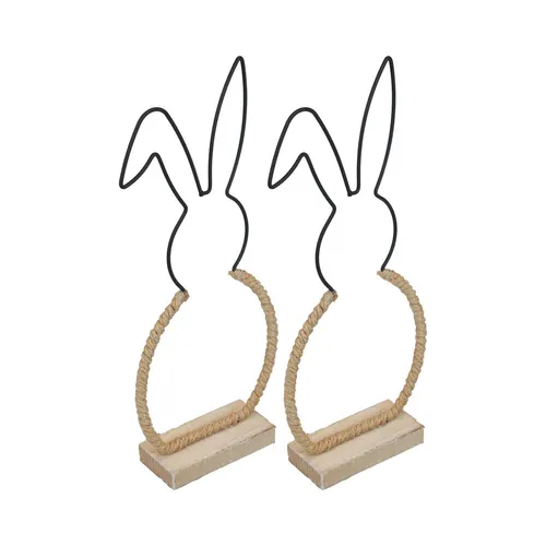 Osterhasen Tischdeko Set 24cm Boho Draht Osterdekoration Frühlingsdeko 2er Set,