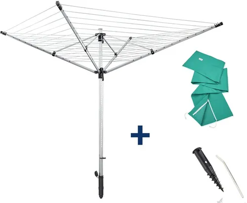 Leifheit Wäschespinne LinoLift 600 - Robuster Wäscheschirm mit Easy-Lift-System - Wäscheständer mit 60m Leinenlänge für bis zu 6 Waschmaschinenladungen. Einfaches Öffnen dank Easy-Lift-System und höhenverstellbar für optimale Nutzung.