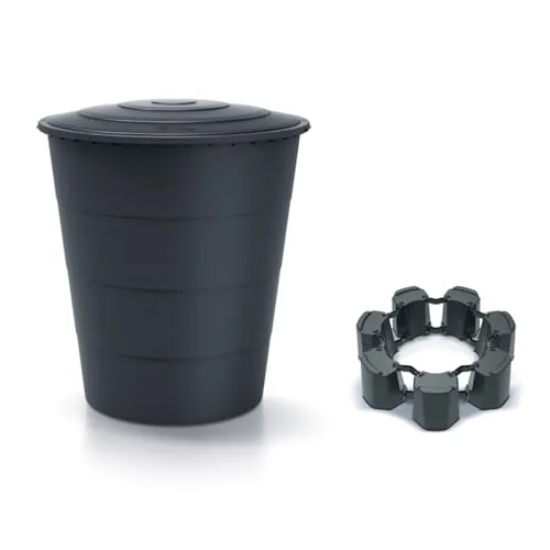 Kreher® XXL Regentonne 'Smooth' 510L - Regentonnen für Gartenbewässerung, 510 Liter Volumen für nachhaltige Wasserspeicherung und modernes Design in Grau oder Anthrazit – ideal für stilvolle Gartenbesitzer!
