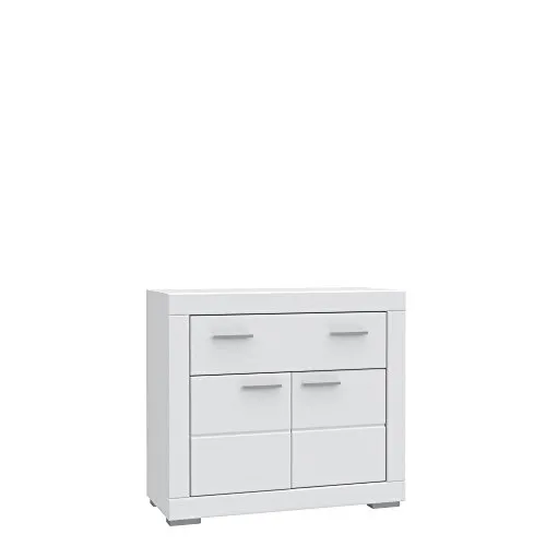 Moderne Kommode Snow Sideboard für Jugendzimmer - Stylisches 2-türiges Sideboard in Weiß matt, ideal für das Jugendzimmer. Mit praktischen Schubfächern und modernen Design sorgt es für Ordnung und Stil.