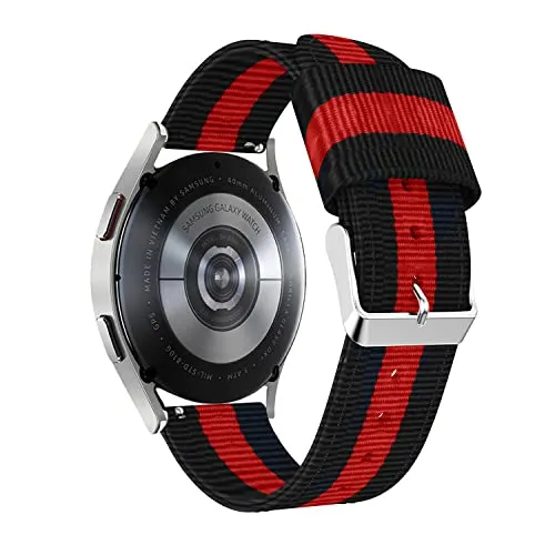 System-S Armband 20 mm aus Nylon für Samsung Galaxy Watch 4 Smartwatch in Blau Rot