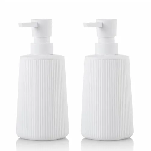 Gigmeta Moderne Seifenspender, Soap Dispenser Bad, Küchen Seifenspender, Weiße Pumpspender für Soap Dispenser für Badezimmer und Arbeitsplatten (2pcs)