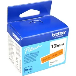 Originalband Brother Btag-T31 12mm x 4m schwarz auf orange nicht laminiert