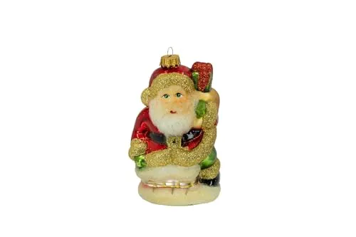 Krebs Glas Lauscha - Weihnachtsdekoration/Christbaumschmuck aus Glas - Minifigur Schornstein - Weihnachtlicher Stil - Größe: ca. 9 cm