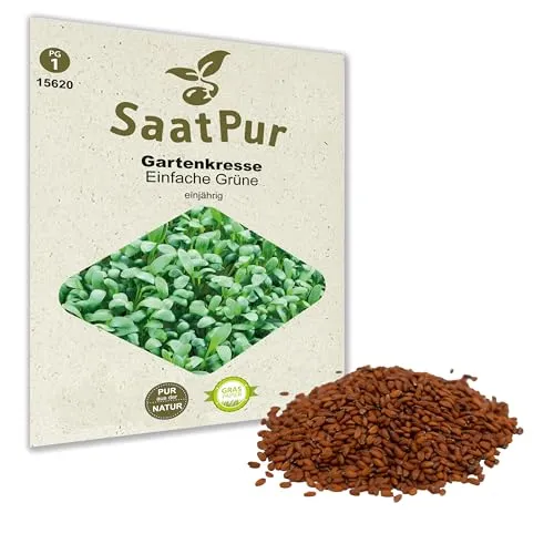 SaatPur Gartenkresse einfache grüne Samen, Saatgut für ca. 2500 Pflanzen