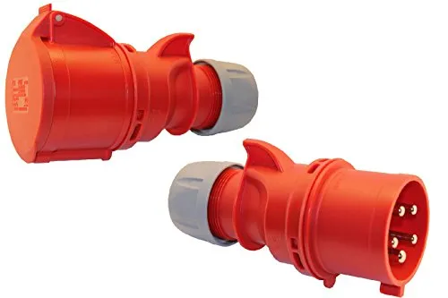 SET CEE Kupplung und Stecker mit Phasenwender 32A; 5-polig 6h 400 V Starkstrom Kupplung Industriequalittät