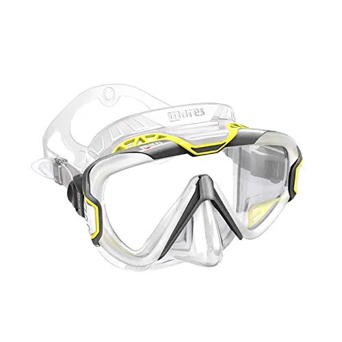 Mares Pure Wire Tauchmaske - Gelb/Klar - Taucherbrillen mit austauschbarem Bi-Material Rahmen und extrem komfortablem Silikon-Körper, der sich perfekt an verschiedene Gesichtsformen anpasst.