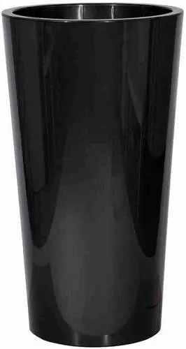 Euro3plast 2858.62 Pflanztopf Kunststoff Anthrazit - Stilvolles Pflanzgefäß für drinnen und draußen, mit herausnehmbarem Einsatz in trendigen Farben und Hochglanzoptik.