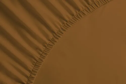 YELLOW Spannbettlaken Percale Spannbetttuch 140x200+40 cm, Cognac Brown 140x200, Baumwolle, Gummizug: Rundum, (1 Stück)