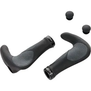ergotec Lenkergriffe Aksb-09.2/2, schwarz/grau - Fahrradgriffe mit anatomischer Form und Bar End 'Ergo Tec Oslo' für optimalen Komfort und Verdrehsicherung, ideal für lange Fahrten.