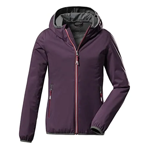 Killtec Softshelljacke Lila Größe 164 für Kinder - Wasserdichte Softshelljacke für Kinder mit 10.000 mm Wassersäule, verschweißten Nähten und reflektierenden Details - ideal für wechselhaftes Wetter.