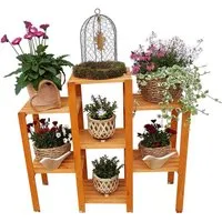 Promadino Blumenetagerie Heilbronn - Kiefer Regal 98 cm - Gartendekoration aus massivem, wetterfest imprägniertem Kiefernholz, ideal für Blumen und Pflanzen. Elegantes Design für Ihren Garten, auch als Eckmodell erhältlich.