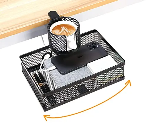 Schreibtisch organizer Schublade unter Schreibtisch büro desk organizer | 360°drehbar versteckter desk organizer getränkehalter schreibtisch büro organizer schreibtisch organizer für Zuhause und Büro