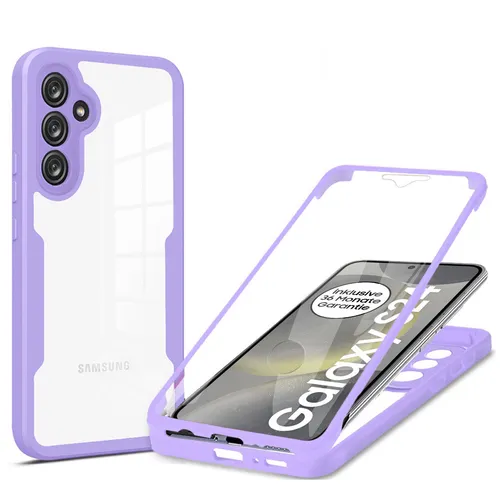 360° Grad Hülle für Samsung Galaxy S25 mit Integriertem Displayschutz Lila