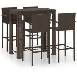 vidaXL 5-tlg. Garten-Bar-Set mit Armlehnen - Gartenmöbel-Set aus braunem Poly Rattan, stabiler pulverbeschichteter Stahl und hoher Sitzkomfort für entspannte Stunden mit Familie und Freunden.