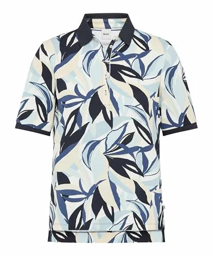 BRAX Feel Good Style Cleo S Navy 38 - Elegantes Poloshirt mit 1/2-Arm in Fitted-Form, ideal für den modischen Alltag. Mit schmaler Taillierung und floralem Allover-Print sorgt es für einen stilvollen Look.