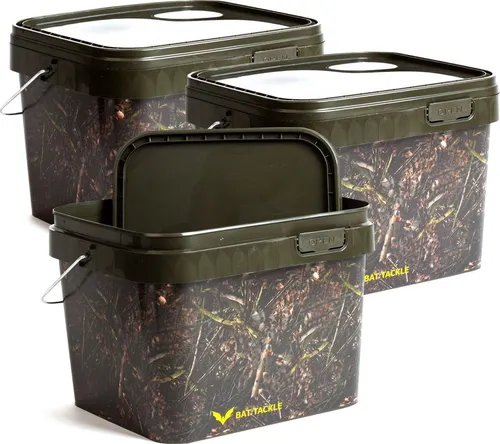 X2 Bat Tackle Camoflage Bucket – Pro 3 Stück – 10 l – Camo – Aufbewahrungseimer – Futtereimer – Ködereimer – Boilie-Eimer – Ködereimer