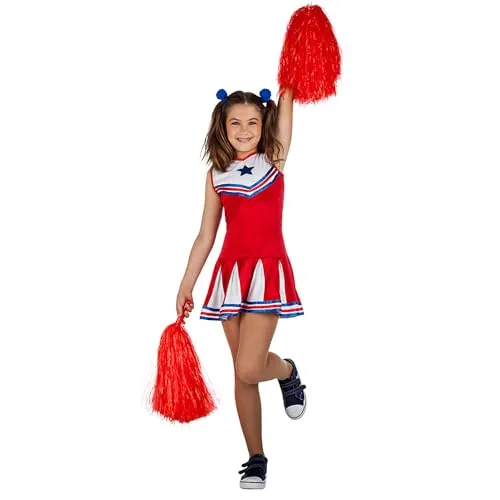 Boland Kinderkostüm Cheerleader für Fasching & Mottoparty, 7-9 Jahre - Hübsches Cheerleader-Kostüm von Boland in Größe 128/140. Perfekt für Fasching, Halloween oder Mottopartys. Das rot-weiß-blaue Minikleid sorgt für strahlende Auftritte. Pompons sind separat erhältlich.