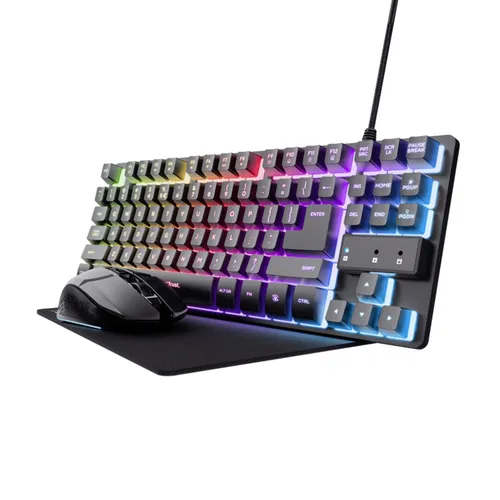 Trust GXT794 Gaming-Tastatur und Maus-Set - Maus-Tastatur-Sets mit RGB-Beleuchtung und integrierter Akkutechnologie für ununterbrochenes Gaming-Vergnügen.