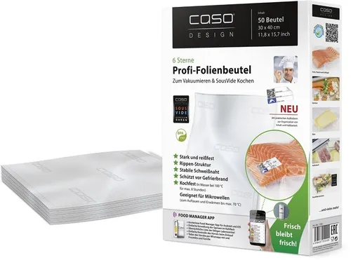 Caso Kochbeutel 01220, 300 mm x 400 mm - Folienschweißgeräte für frische Lebensmittel, ideal zum Sous-Vide-Garen und Vakuumieren.