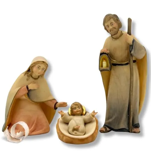 Akantus Licht Krippenfiguren aus Holz: Heilige Familie (15 cm)